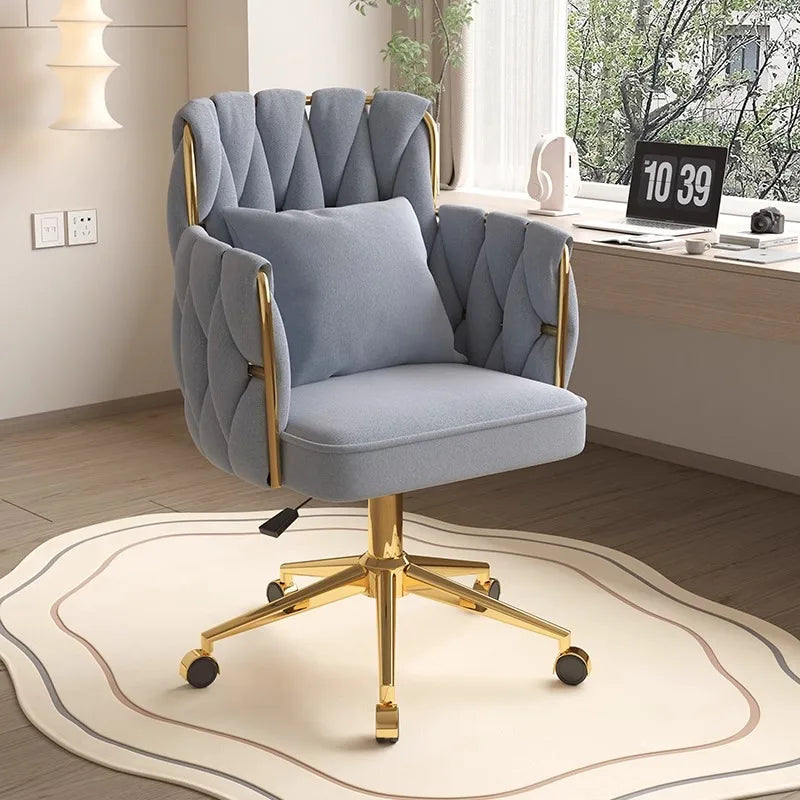 Anchor Gaming Chair Light Luxury Bedroom Girls Makeup Chair Gold Lift Feet Textured Material Office Computer Chair