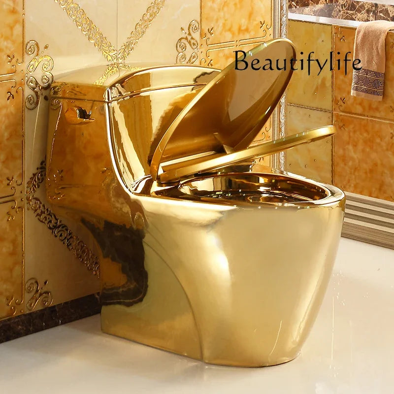 C European-style Side-press Toilet, Golden Toilet, Super Swirl Siphon Water-saving And Deodorant Toilet