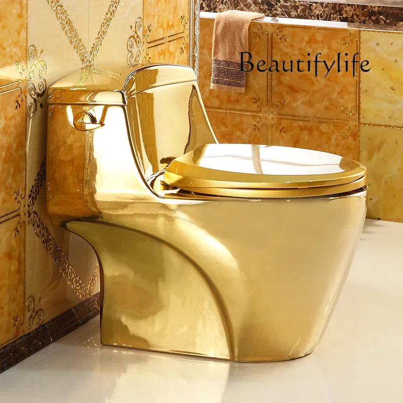 C European-style Side-press Toilet, Golden Toilet, Super Swirl Siphon Water-saving And Deodorant Toilet