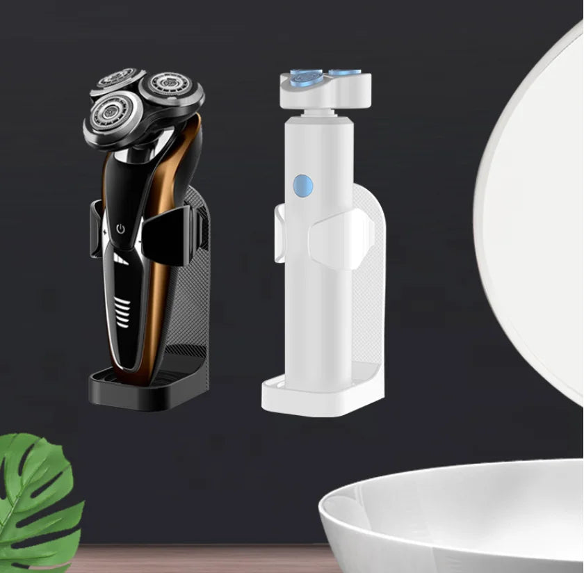 1Pc Bathroom Shaver Rack Wall Mounted Shaving Razor Holder Electric Toothbrush Holder Space Saving Traceless Toothbrush Organiz