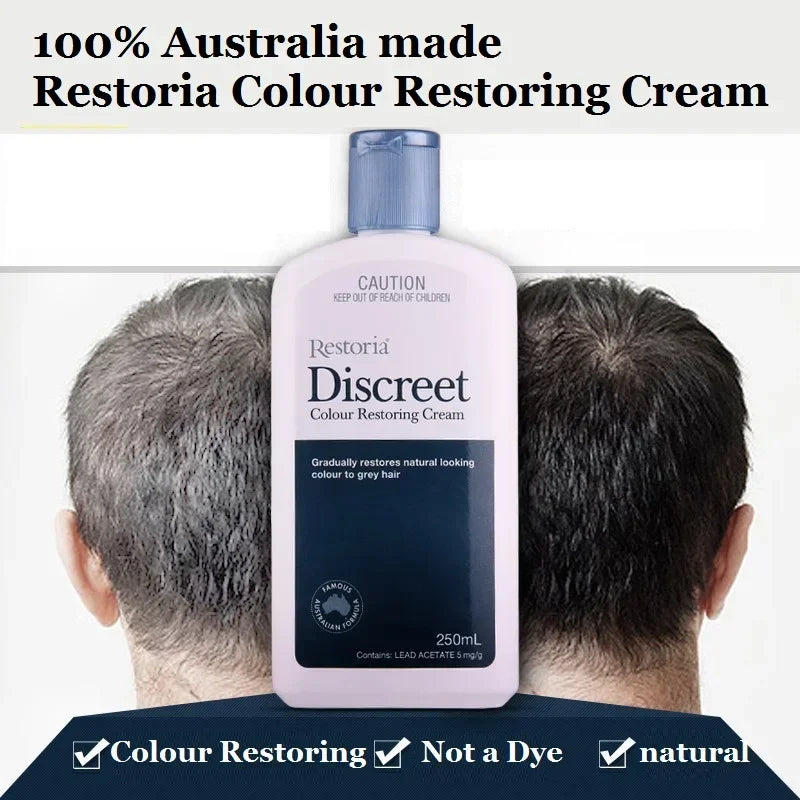 250ml Restoria Discreet Colour Restoring Cream,Grey Hair Treatment Reduce Grey Hair Care - Suitable for Men Women Shampoo