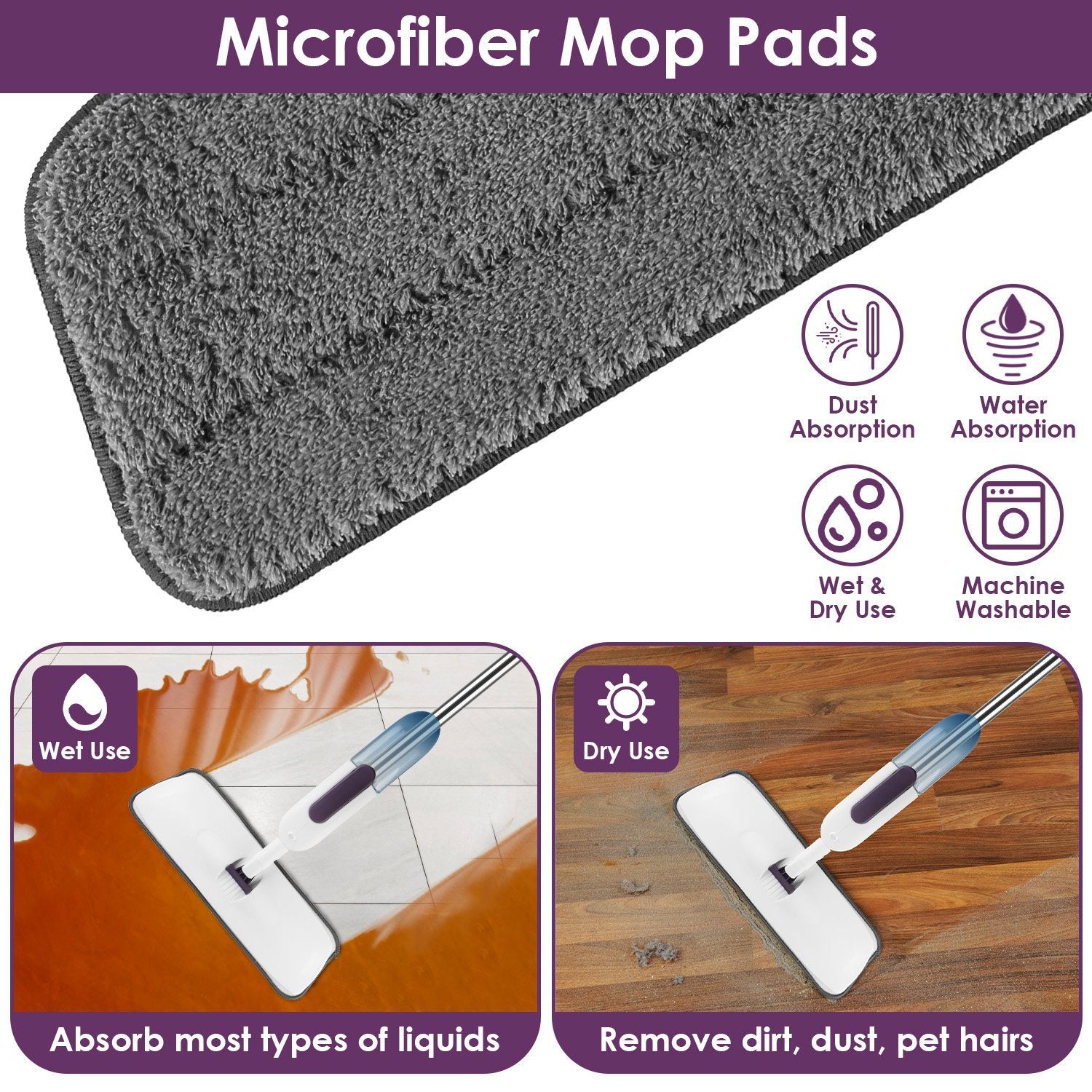 1Set Spray Mop With 3 Machine Washable Microfiber Pads 12OZ Refillable Water Bottle Wet Dry Use Microfiber Mop For Hardwood Ceramic Tiles Laminate Floor Cleaning Commercial Home Use
