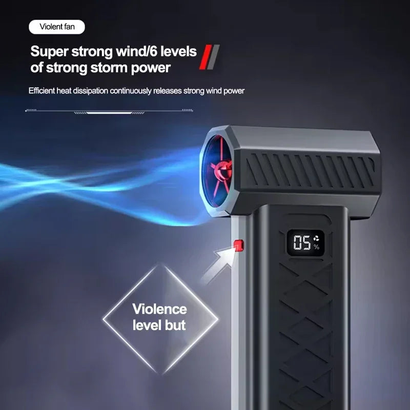 Brushless Electric Air Duster Turbo Jet Fan Violent Fan 6 Gears Adjustable 600000 RPM Cleaning Blower Portable Blowing Snow Tool