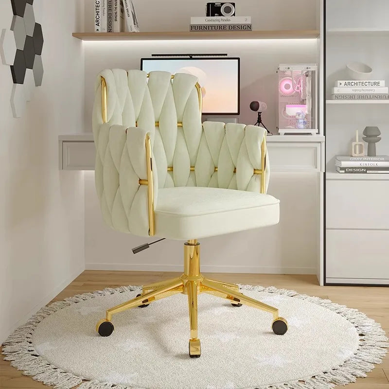 Anchor Gaming Chair Light Luxury Bedroom Girls Makeup Chair Gold Lift Feet Textured Material Office Computer Chair