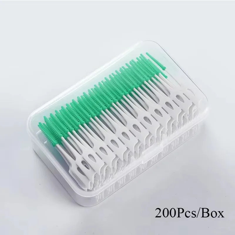 200Pcs/box Dental Floss Stick Tooth Cleaning Interdental Brush Dental Floss Pick Oral Hygiene Care Ultra-Fine Dental Floss