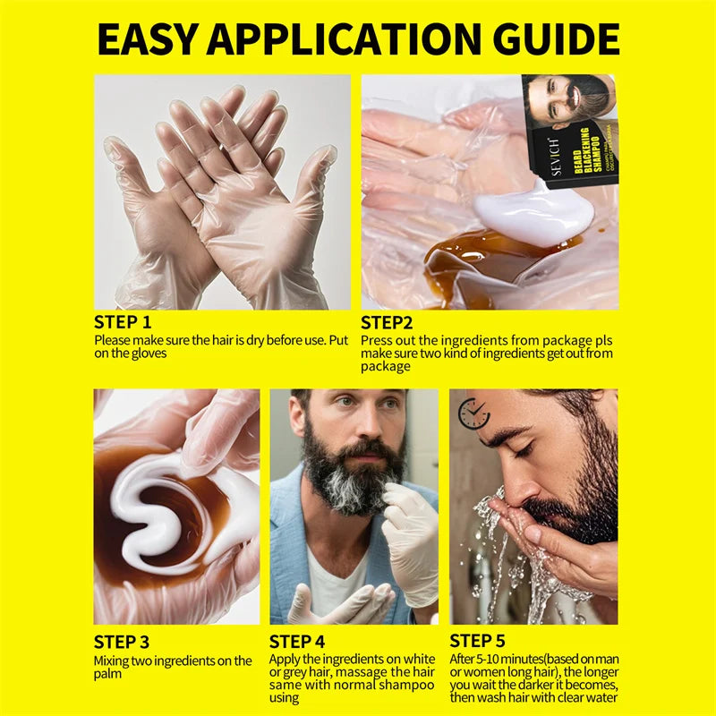 Beard Dye Shampoo Instant Hair Dye Black Beard Shampoo For Men Fast Blackening White Beard Dye Temporary Hair Colouring Cream