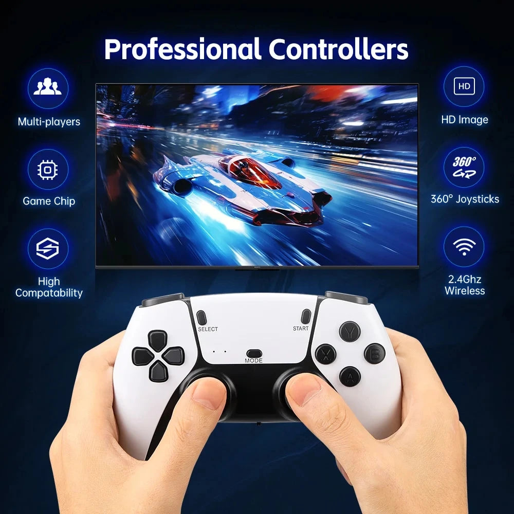 4K Game Stick TV Video Game Console 128G Built-in 30000 Games Retro Handheld Game Player With Wireless Gamepad Controller