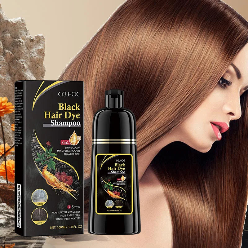Black Brown Hair Color Dye Shampoo Grey White Hair Coverage Fast Long Lasting Colour Repair Frizz Plant Herbal Extracts Shampoo