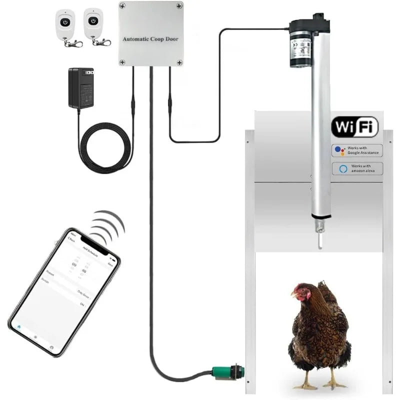 Automatic Chicken Coop Smart Door Compatible With Alexa, Google Assistant, Home Assistant, Tuya - WiFi Electric Opener