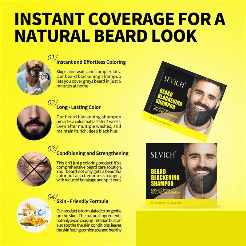 Beard Dye Shampoo Instant Hair Dye Black Beard Shampoo For Men Fast Blackening White Beard Dye Temporary Hair Colouring Cream