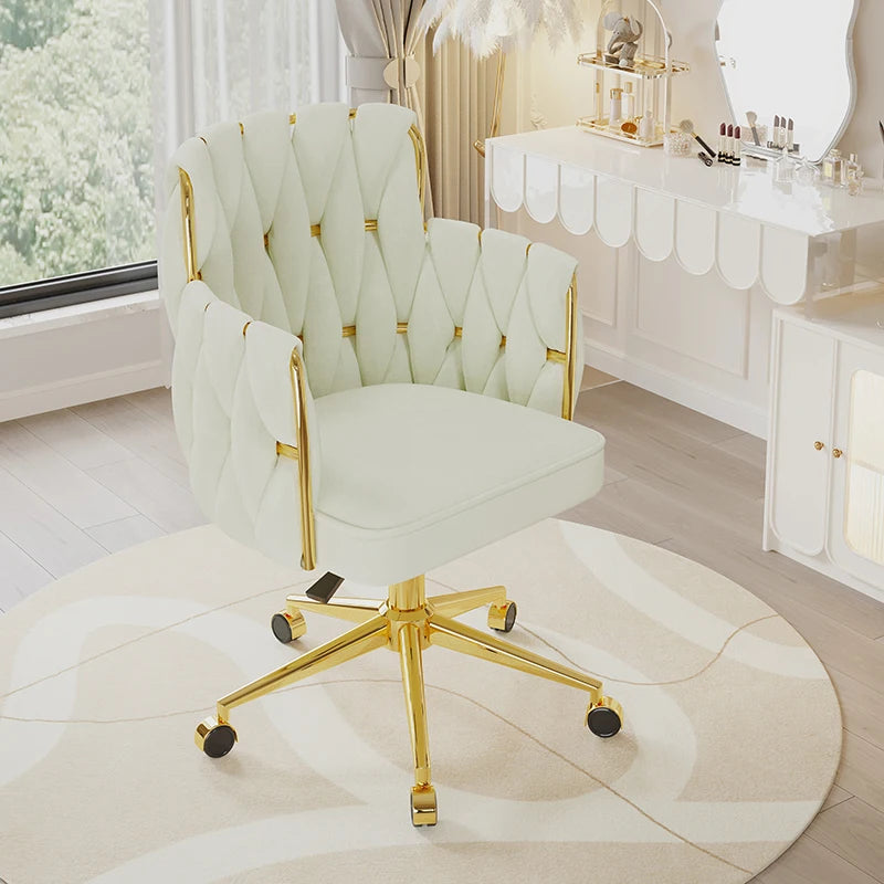 Anchor Gaming Chair Light Luxury Bedroom Girls Makeup Chair Gold Lift Feet Textured Material Office Computer Chair