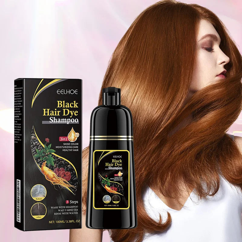 Black Brown Hair Color Dye Shampoo Grey White Hair Coverage Fast Long Lasting Colour Repair Frizz Plant Herbal Extracts Shampoo
