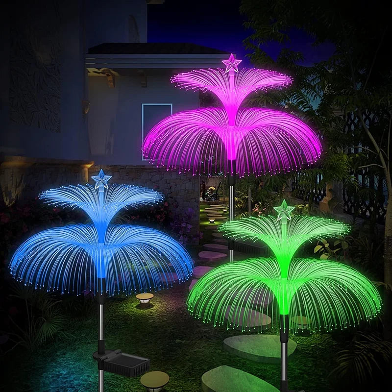 1PC Outdoor Solar Garden Lights 7 Colors Solar Jellyfish Reed Lights For Patio Pathway Lawn Festival Party Landscape Decoration