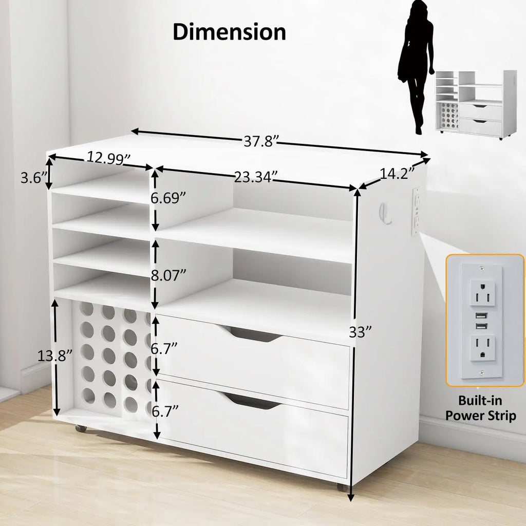 Craft Organization and Storage Cart Compatible with Cricut Machines, Rolling Craft Table Organizer with Charge,Free Shipping