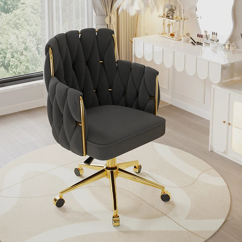 Anchor Gaming Chair Light Luxury Bedroom Girls Makeup Chair Gold Lift Feet Textured Material Office Computer Chair