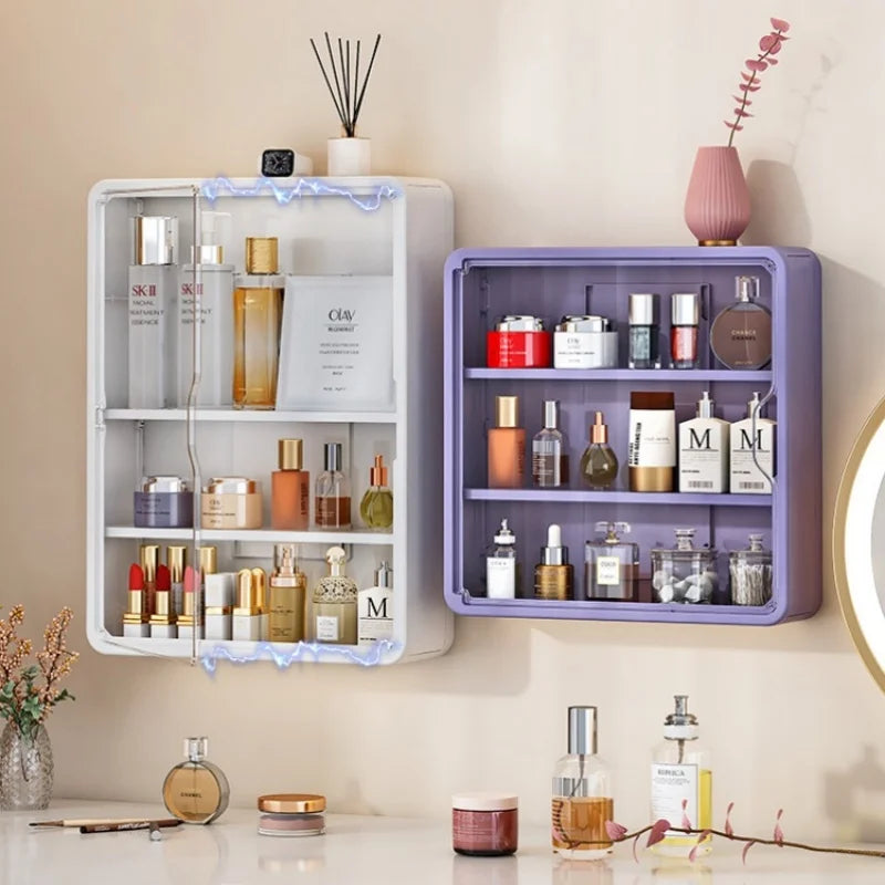 Wall Mounted Bathroom Storage Box Home Kitchen Organizer Waterproof Large Capacity Makeup Skincare Perfume Cream Jewelry Holder