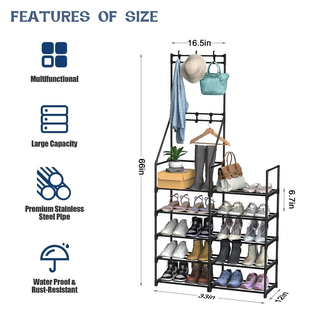 Double-row Single-hanging Coat And Shoe Racks
