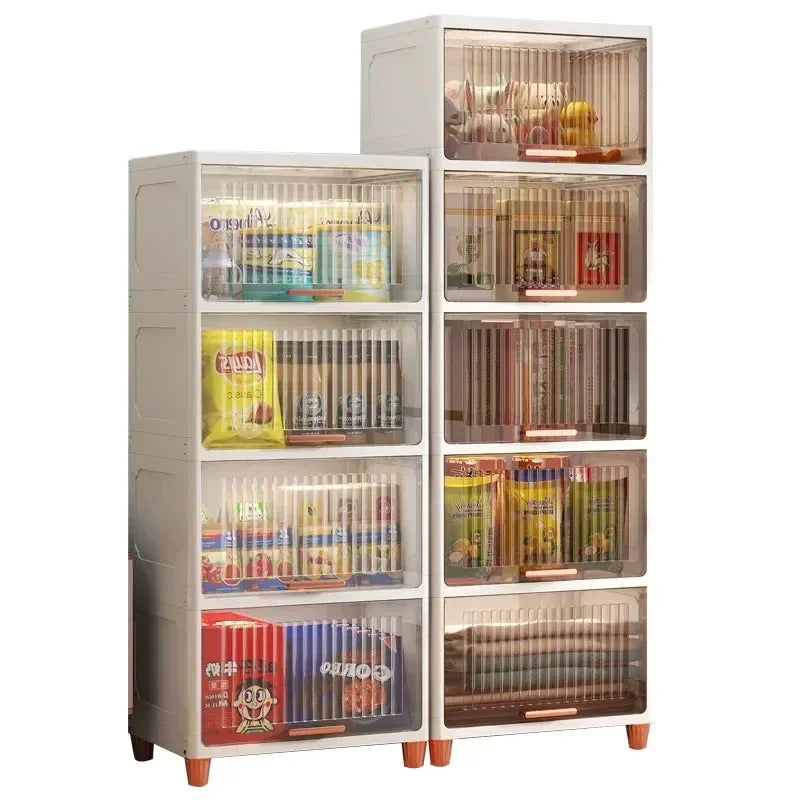 Advanced modern plastic kitchen cabinets, clamshell storage cabinets, home furniture, floor racks, multi-layer storage cabinets