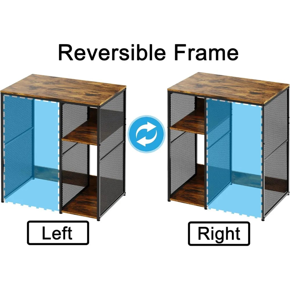 3-Tier Mini Fridge Cabinet with Storage, Industrial Style Kitchen Microwave Stand Baker Rack, Utility Storage Shelf with Mini Fr