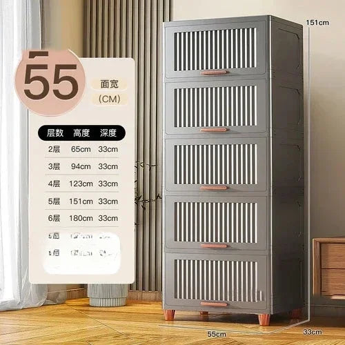 Advanced modern plastic kitchen cabinets, clamshell storage cabinets, home furniture, floor racks, multi-layer storage cabinets