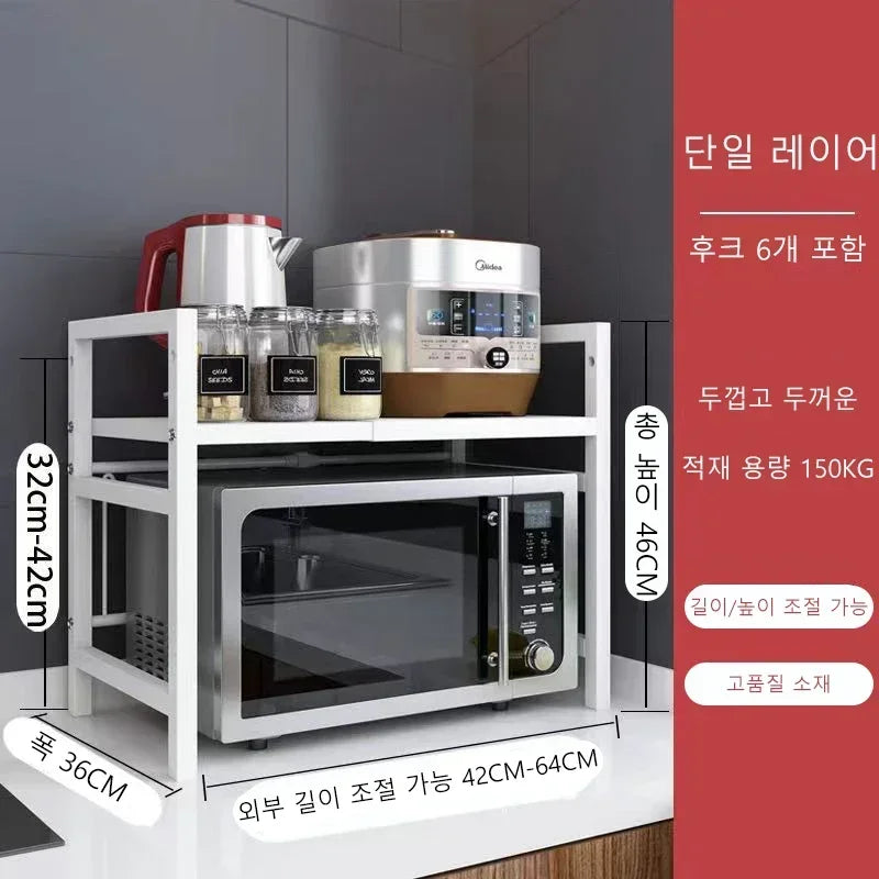Expandable Microwave Oven Shelf Oven Storage Rack Kitchen Countertop Organize Shelf Microwave Organize Kitchen Rack Thickened.