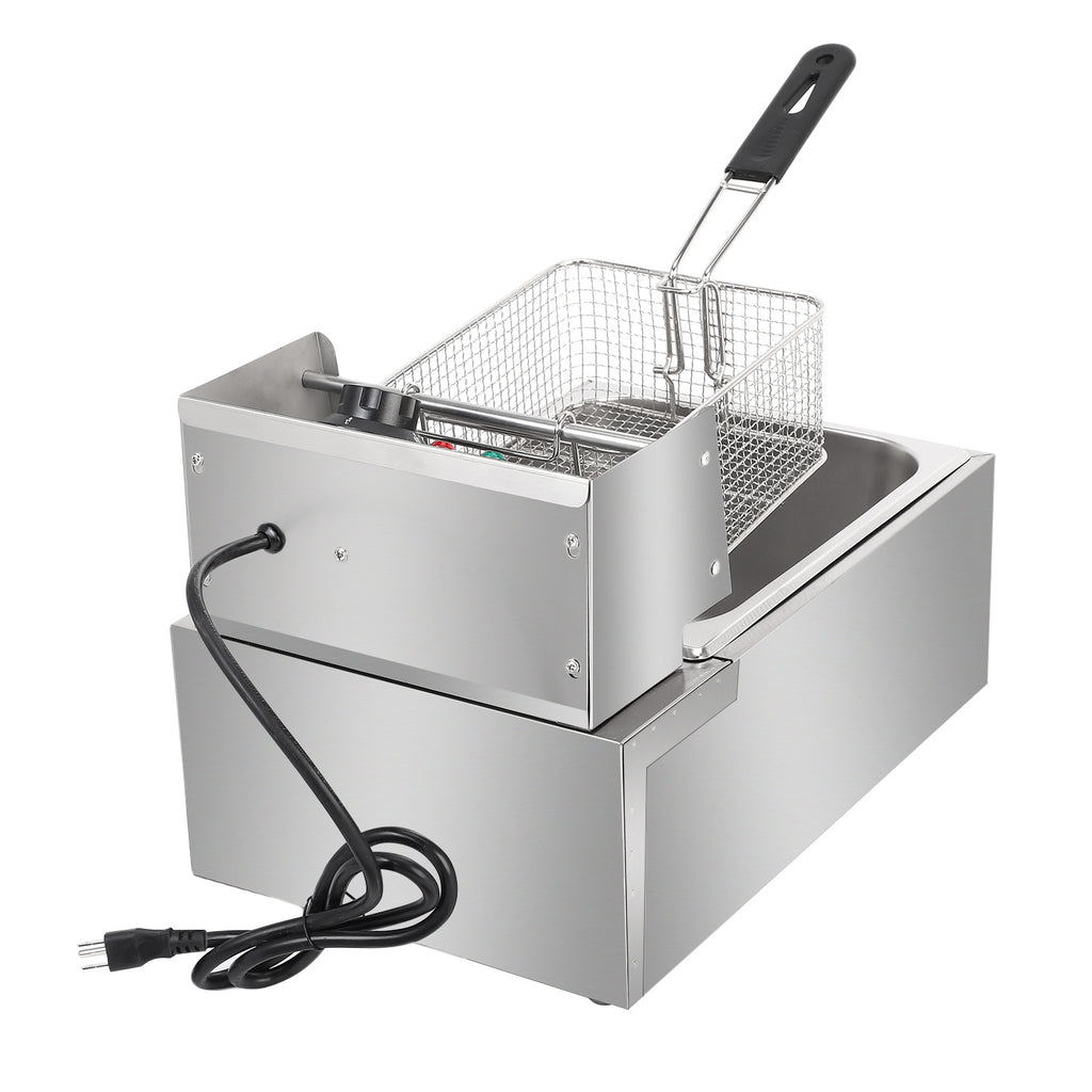 Electric Fryer Silver Stainless Steel Single Cylinder.