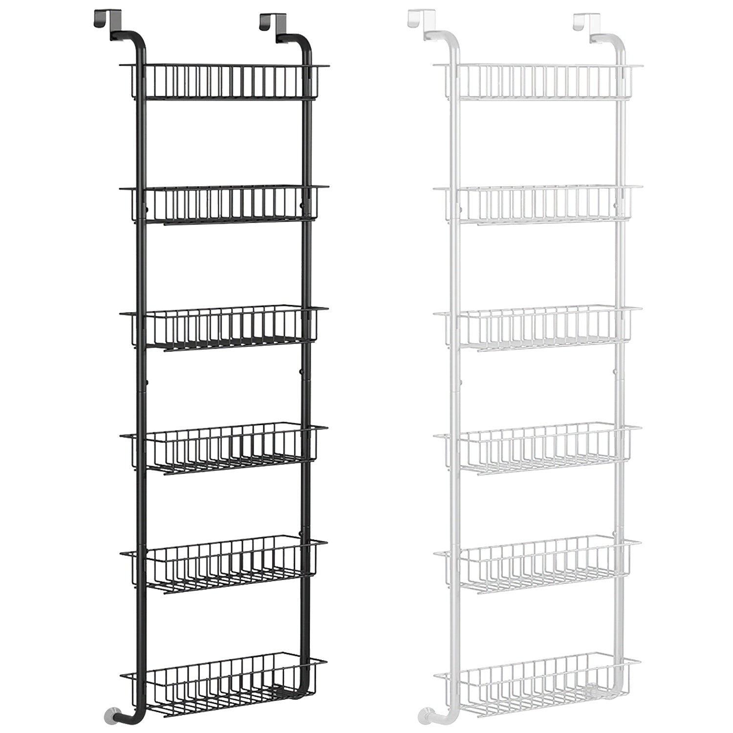 1Pc 6 Tier Over Door Pantry Organizer Hanging Hooks Door Storage Rack Carbon Steel Basket 62.99in Over Door Shelf For Kitchen Bathroom.