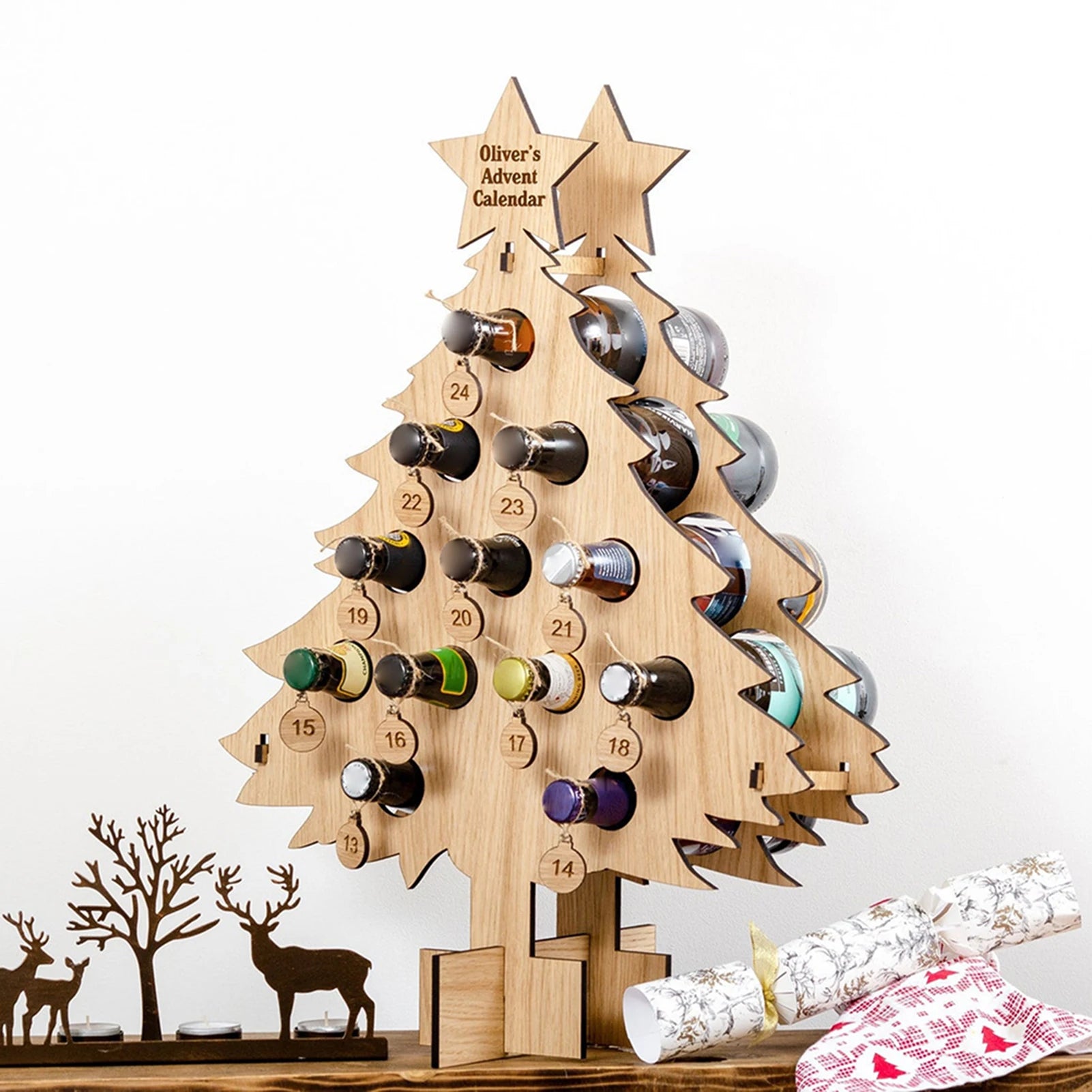 Christmas Tree Wooden Wine Rack Wine Holders Kitchen Assembled Display Stand Organizer Bar Storage Bar Wine Cabinet Accessories