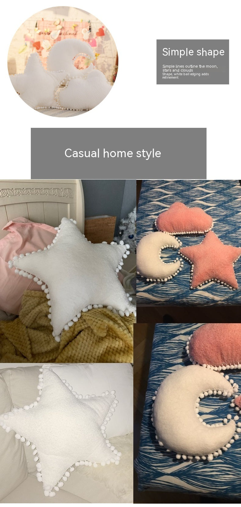 Moon Cloud Five-pointed Star Pillow INS Nordic Style