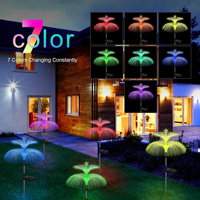 1PC Outdoor Solar Garden Lights 7 Colors Solar Jellyfish Reed Lights For Patio Pathway Lawn Festival Party Landscape Decoration