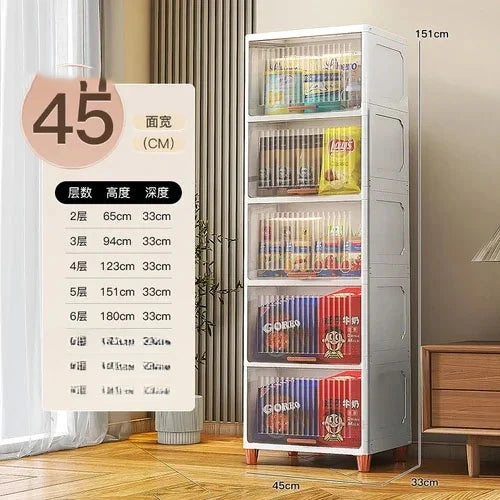 Advanced modern plastic kitchen cabinets, clamshell storage cabinets, home furniture, floor racks, multi-layer storage cabinets