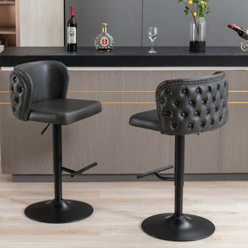 Furniture,Swivel Barstools Adjusatble Seat Height, Modern PU Upholstered Bar Stools With The Whole Back Tufted, For Home Pub And Kitchen Island.