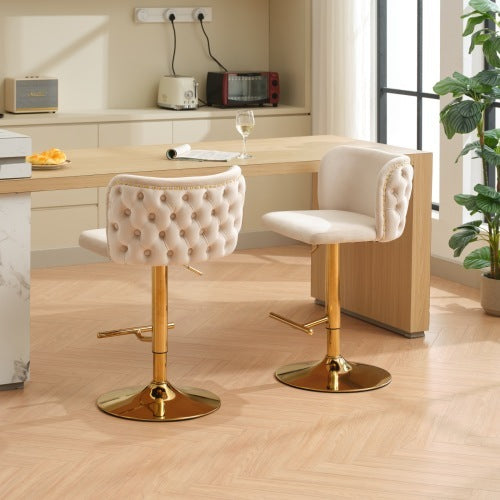 Furniture,Swivel Barstools Adjusatble Seat Height, Modern PU Upholstered Bar Stools With The Whole Back Tufted, For Home Pub And Kitchen Island.