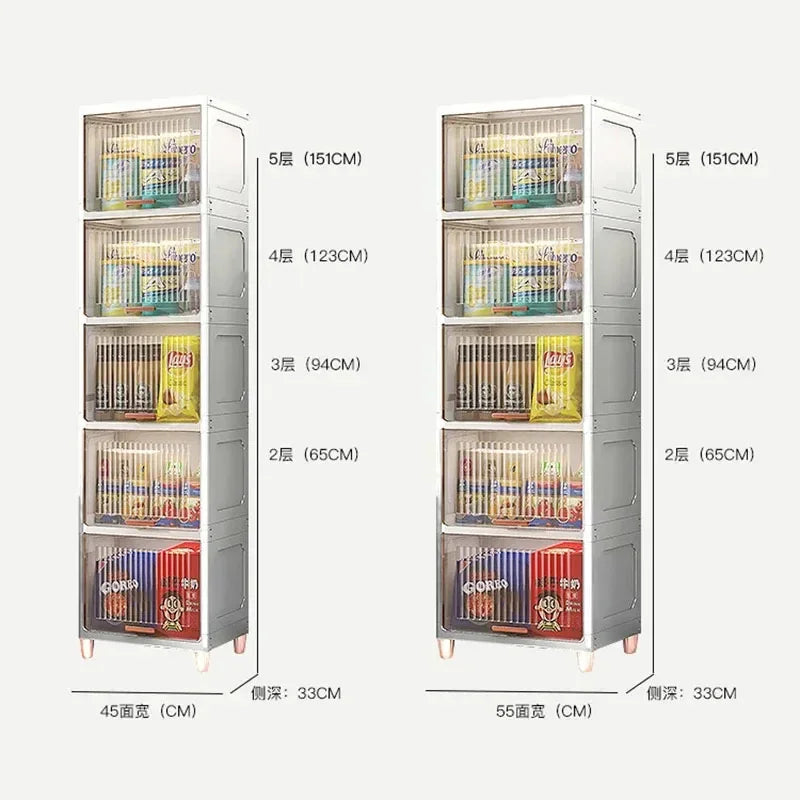Advanced modern plastic kitchen cabinets, clamshell storage cabinets, home furniture, floor racks, multi-layer storage cabinets