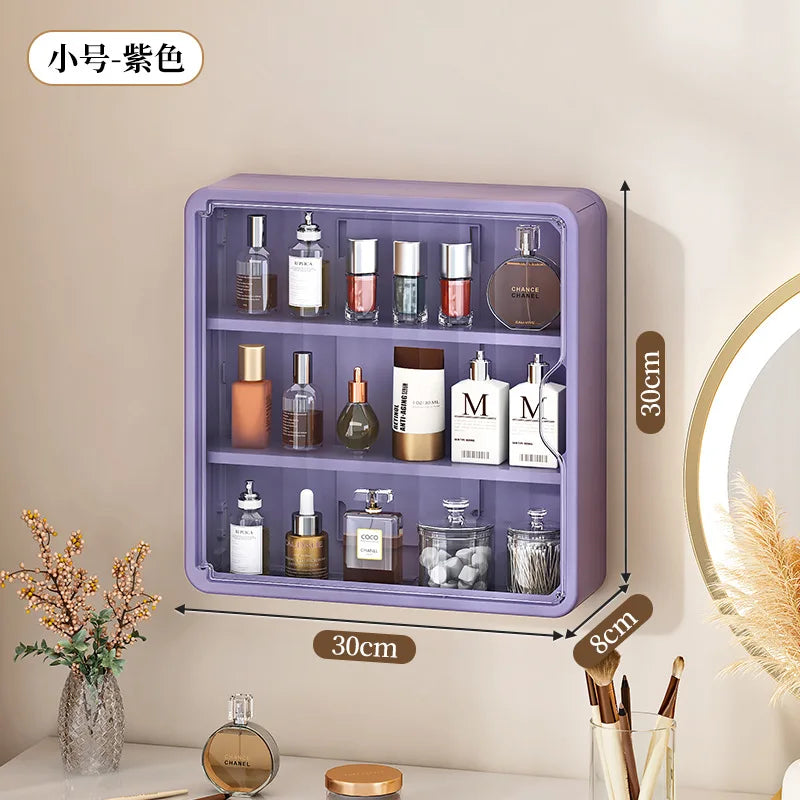 Wall Mounted Bathroom Storage Box Home Kitchen Organizer Waterproof Large Capacity Makeup Skincare Perfume Cream Jewelry Holder