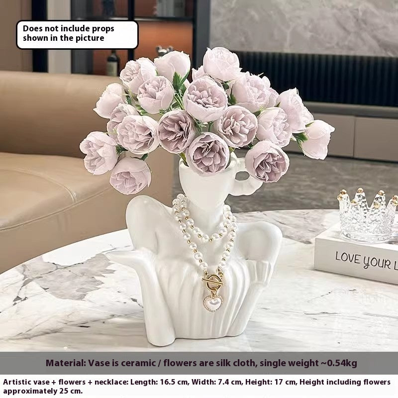 Ins Style Art Clavicle Ceramic Vase Decorative Ornament Suit