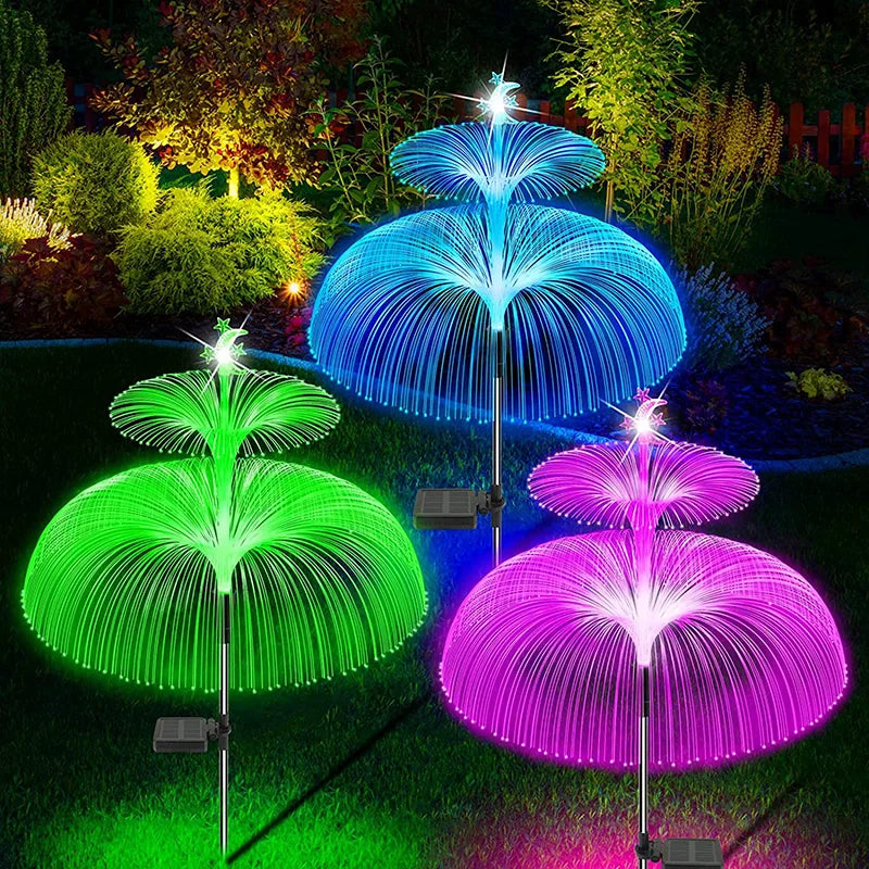 1PC Outdoor Solar Garden Lights 7 Colors Solar Jellyfish Reed Lights For Patio Pathway Lawn Festival Party Landscape Decoration
