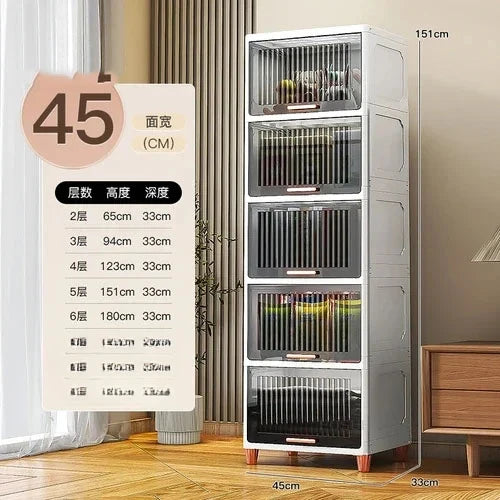 Advanced modern plastic kitchen cabinets, clamshell storage cabinets, home furniture, floor racks, multi-layer storage cabinets