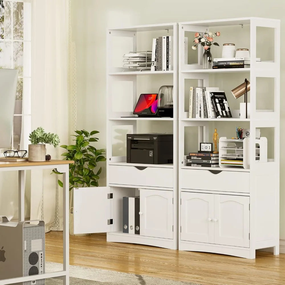 Tall Freestanding Kitchen Pantry Cabinet with Shelves and Drawers, 64 High Sideboard for Microwave Storage