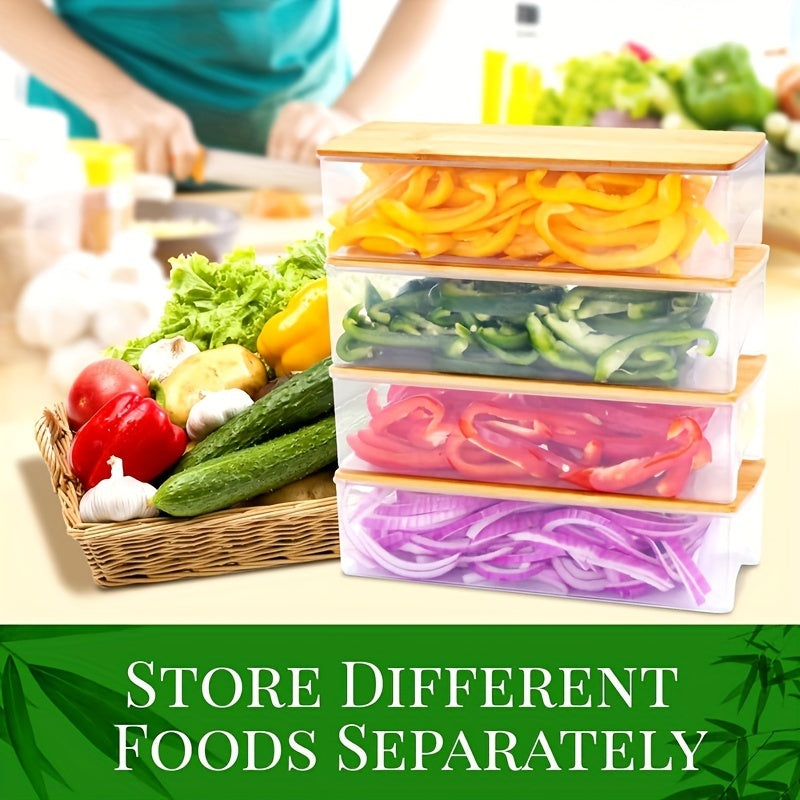 Bamboo Cutting Board With Drawer, Including 4 Vegetable Cutters, 4 Trays With Lids, Container And Vegetable Peeler Set, Cutting Board, Kitchen Bamboo Cutting Board