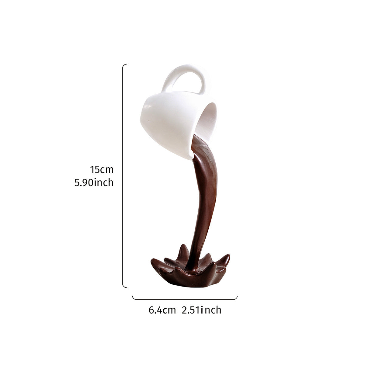 Floating Coffee Cup Mug Sculpture Kitchen Decor Pouring Spilling Decoration.