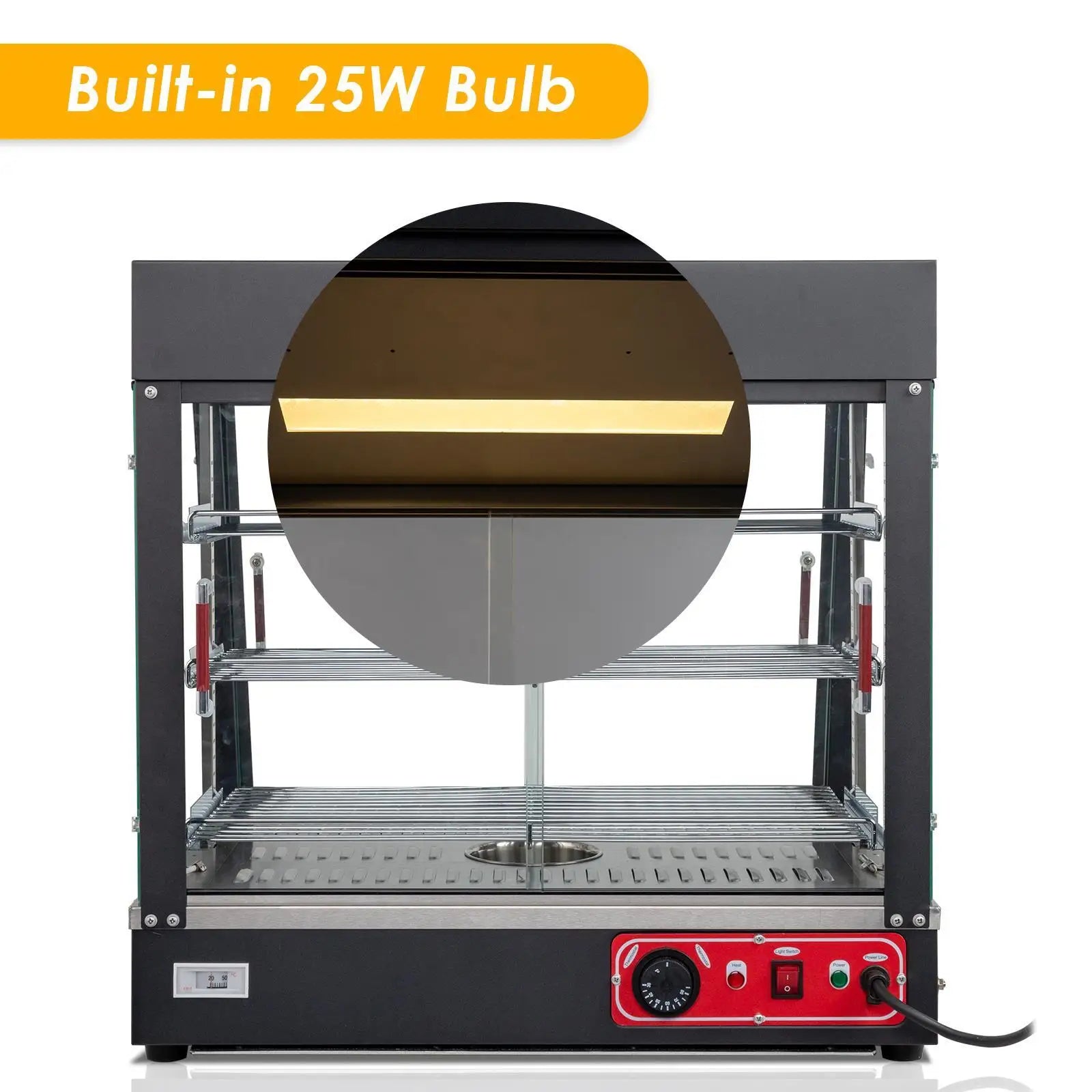 3 Tier 26" Commercial Food Warm Display Countertop Hamburger Pizza Case Catering