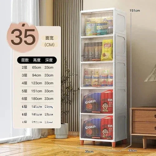 Advanced modern plastic kitchen cabinets, clamshell storage cabinets, home furniture, floor racks, multi-layer storage cabinets