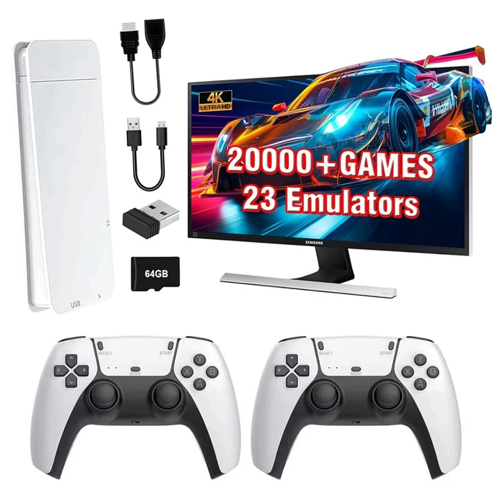 4K Game Stick TV Video Game Console 128G Built-in 30000 Games Retro Handheld Game Player With Wireless Gamepad Controller