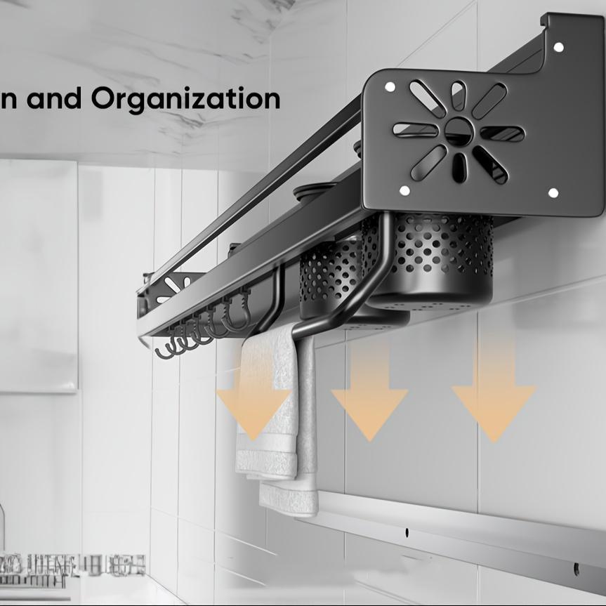 Wall Mounted Cutlery Rack And Camping Kitchen Rack With Spice Rack,Please Note That This Product Is Shipped By Yourself For The Average Shipping Cost.