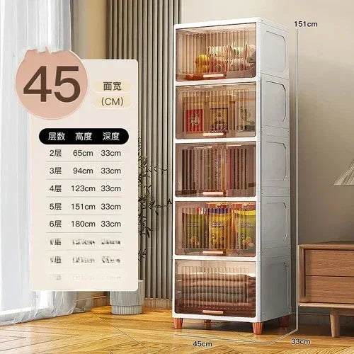 Advanced modern plastic kitchen cabinets, clamshell storage cabinets, home furniture, floor racks, multi-layer storage cabinets