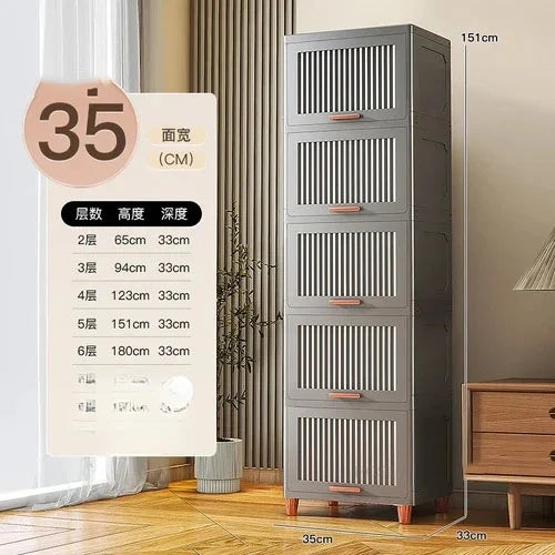 Advanced modern plastic kitchen cabinets, clamshell storage cabinets, home furniture, floor racks, multi-layer storage cabinets