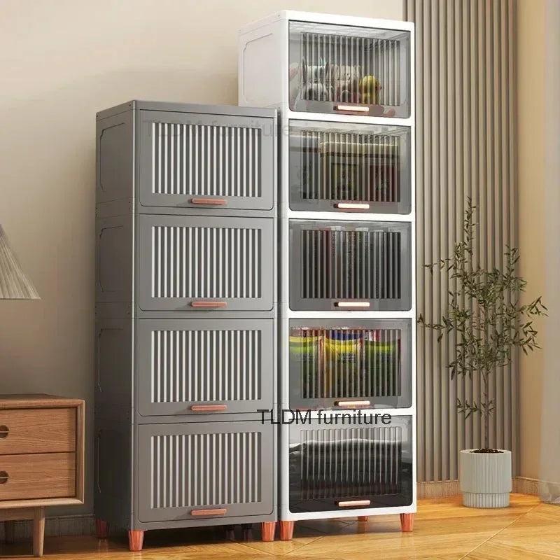 Advanced modern plastic kitchen cabinets, clamshell storage cabinets, home furniture, floor racks, multi-layer storage cabinets