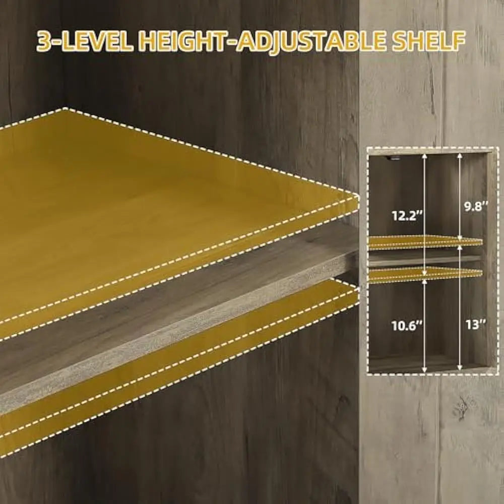 67" Farmhouse Kitchen Pantry Cabinet, Bakers Rack w/Storage Cabinet, Coffee Bar w/Charging Station, Buffet Sideboard