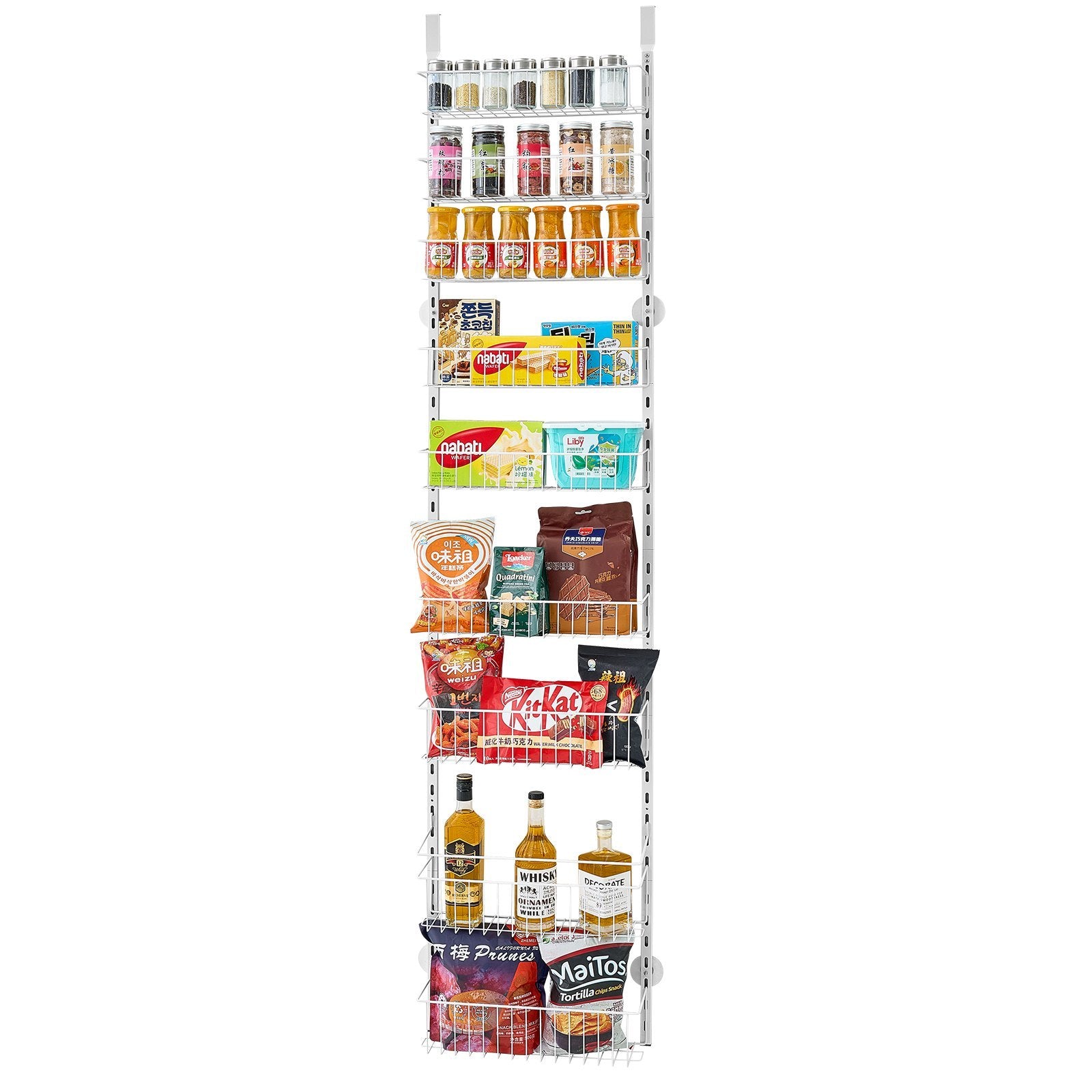 9-Tier Over The Door Pantry Organizer Hanging Storage Rack Adjustable Kitchen.